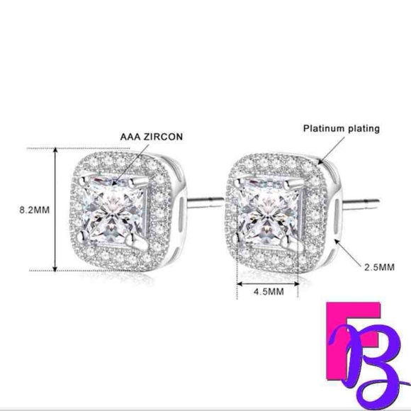 Platinum Iced Cube Earrings - Picture 10 of 12